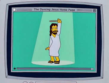 gif of dancing jesus on old computer screen, from The Simpsons